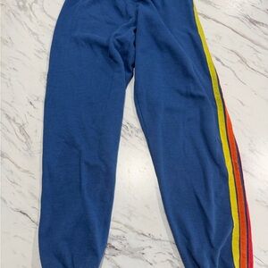 Aviator Nation Blue Joggers with Multicolor Stripe
